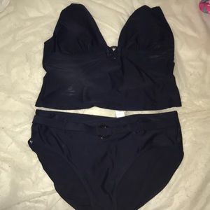 Navy blue two piece swimwear